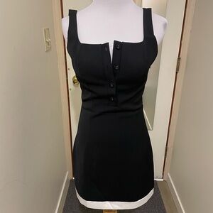 Vanessa Lab Chic Black Mini Dress with White Hem